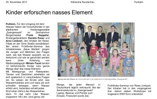 2011.11.25 - Kölnische Rundschau - Kinder erforschen nasses Element - Wasser - Pulheim - PKW Limbach
