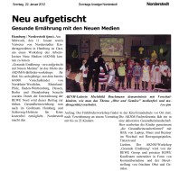 2012.01.22 - Sonntags-Anzeiger Norderstedt - Neu aufgetischt Gesunde Ernährung mit neuen Medien - GesErn - Hamburg - RN