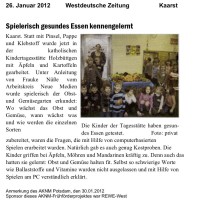 2012.01.26 - Westdeutsche Zeitung - Spielerisch gesundes Essen kennengelernt - GesErn - Kaarst - RW
