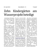 2012.04.04 - Extra-Blatt - Zehn Kindergärten am Wasserprojekt beteiligt - Wasser - Troisdorf - Stadtwerke Troisdorf