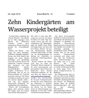 2012.04.04 - Extra-Blatt - Zehn Kindergärten am Wasserprojekt beteiligt - Wasser - Troisdorf - Stadtwerke Troisdorf