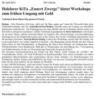 2012.04.08 - Wir in Beuel - Holzlarer KiTa Ennert Zwerge bietet Workshops zum frühen Umgang mit Geld - ZaGuG - Bonn-Holzlar - VoBa Bonn