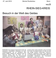 2012.06.27 - Bonner Rundschau - Besuch in der Welt des Geldes - ZaGuG - Bornheim - VoBa Bonn