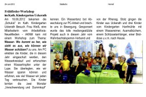 2012.06.29 - Stadtecho - Frühförder-Workshop im Kath. Kindergarten Uckerath - Wasser - Hennef - WTV, rhenag
