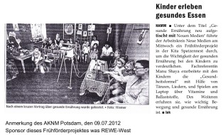 2012.07.07 - Westfälische Allgemeine - Kinder erleben gesundes Essen - GesErn - Hamm - RW