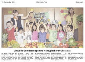 2012.09.13 - Offenbach Post - Virtuelle Gemüsesuppe und richtig leckerer Obstsalat - GesErn - Rödermark - RM