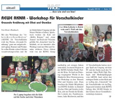2012.11.06 - Montagszeitung MoZ - REWE-AKNM-Workshop für Vorschulkinder - GesErn - Köln - PKW Schäfer