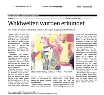 2012.11.21 - Kölner Wochenspiegel - Waldwelten wurden erkundet - WaWe - Köln-Merkenich - RB Frechen-Hürth