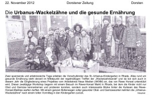 2012.11.22 - Dorstener Zeitung - Die Urbanus-Wackelzähne und die gesunde Ernährung - GesErn - Dorsten - PKDo Honsel