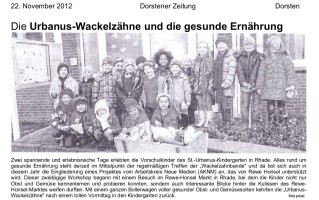 2012.11.22 - Dorstener Zeitung - Die Urbanus-Wackelzähne und die gesunde Ernährung - GesErn - Dorsten - PKDo Honsel