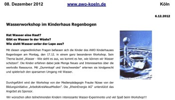 2012.12.08 - awo-koeln.de - Wasserworkshop im Kinderhaus Regenbogen - Wasser - Köln - RheinEnergie
