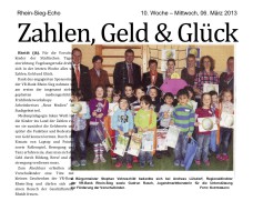 2013.03.06 - Rhein-Sieg-Echo - Zahlen Geld und Glück - ZaGuG - Nierderkassel-Rheidt - VR-Bank Rhein-Sieg