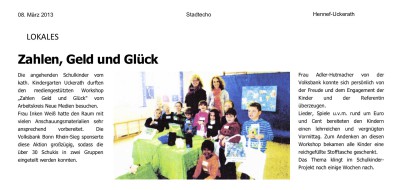 2013.03.08 - Stadtecho - Zahlen Geld und Glück - ZaGuG - Hennef-Uckerath - VoBa Bonn