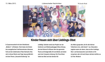 2013.03.13 - Lüdenscheider Nachrichten - Kinder freuen sich über Lieblings-Obst - GesErn - Wickede-Ruhr - RW