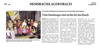 2013.03.19 - Weinheimer Nachrichten - Viele Hamburger sind nichts für den Bauch - GesErn - Hemsbach - RSW