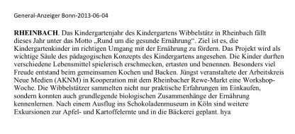 2013.04.06 - Generalanzeiger Bonn - Rund um die gesunde Ernährung - Rheinbach - RPKW Esser
