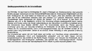 2013.04.16 - Pressemitteilungen Kita St. Josef - Ernährungsworkshop für Schulanfänger - GesErn - Oberderdingen-Flehingen - RSW