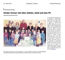 2013.04.27 - Rundblick Troisdorf - Kinder lernen viel über Zahlen Geld und PC - ZaGuG - Troisdorf-Eschmar - VR-Bank Rhein-Sieg