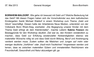 2013.05.07 - General-Anzeiger - Wie gehe ich bewusst mit Geld um - ZaGuG - Bornheim-Waldorf - VoBa Bonn