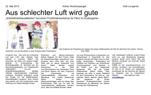 2013.05.22 - Kölner Wochenspiegel - Aus schlechter Luft wird gute - WaWe - Köln-Longerich - RB Frechen-Hürth