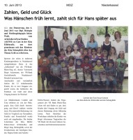 2013.06.10 - Montagszeitung - Zahlen Geld und Glück - ZaGuG - Niederkassel - VR-Bank Rhein-Sieg