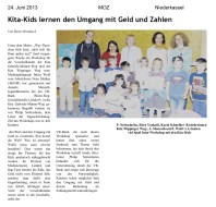 2013.06.24 - Montagszeitung - Kita-Kids lernen den Umgang mit Geld und Zahlen - ZaGuG - Niederkassel - VR-Bank Rhein-Sieg