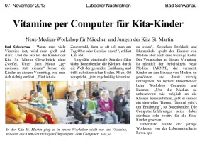 2013.11.07 - Lübecker Nachrichten - Vitamine per Computer für Kita-Kinder - GesErn - Bad Schwartau - RN