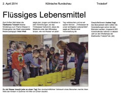 2014.04.02 - Kölnische-Rundschau - Flüssiges Lebensmittel - Wasser - Troisdorf - Stadtw Troisdorf