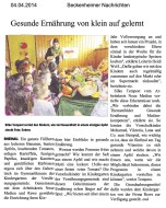 2014.04.04 - Seckenheimer-Nachrichten - Gesunde Ernährung von klein auf gelernt - GesErn - Rheinau - RSW