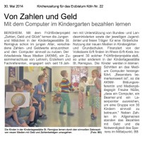 2014.05.30 - Kirchenzeitung des Erzbistums Köln Nr. 22 - Von Zahlen und Geld - ZaGuG - Bergheim - VoBa Erft