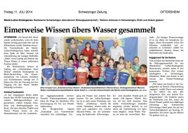 2014.07.11 - Schwetzinger-Zeitung - Eimerweise Wissen übers Wasser gesammelt - Wasser - Oftersheim - Stadtw-Schwetzingen