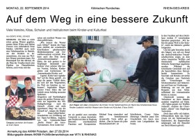 2014.09.22 - Kölnische-Rundschau - Auf dem Weg in eine bessere Zukunft - Wasser - Siegburg - WTV&RHENAG