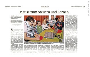 2015.10.16 - Pforzheimer Zeitung - Mäuse zum Steuern und Lernen - GesErn - Wimsheim - RSW