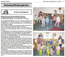 2016.06.30 - Amtsblatt Sulzfeld - Stiftung Volksbank Bruchsal-Bretten finanziert Frühförderworkshop für die Schulanfänger 2016 - ZaGuG - Salzfeld - VoBa Bruchsal-Bretten