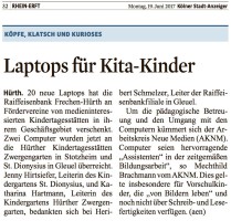 2017.06.19 - Kölner Stadt-Anzeiger - Laptops für Kita-Kinder - ZaGuG - Hürth - RB Frechen-Hürth