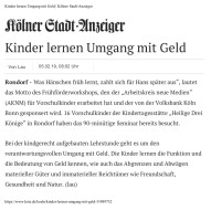 2019.02.05 - ksta.de - Kinder lernen Umgang mit Geld - ZaGuG - Rondorf - VoBa Köln Bonn eG
