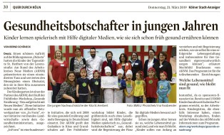 2019.03.21 - Kölner Stadt-Anzeiger - Gesundheitsbotschafter in jungen Jahren - GesErn - Köln Didacta